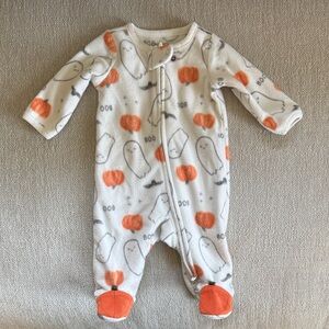 Adorable Halloween Ghost and Pumpkin Kids Footie